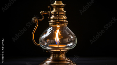 Oldfashioned Oil Lamp Brass Oil Lamp with Glass Chimn