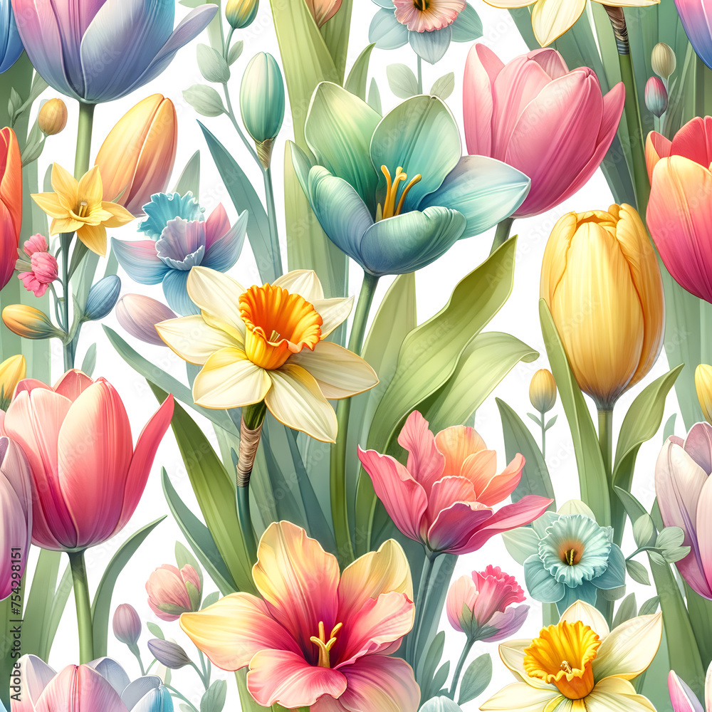 Fototapeta premium Spring flowers illustration