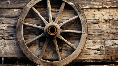 Old Wooden Wheel Weathered Wooden Wagon Wheel © Mishi