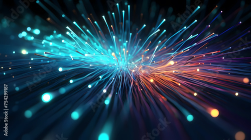 Colorful optical fiber intense color technology background