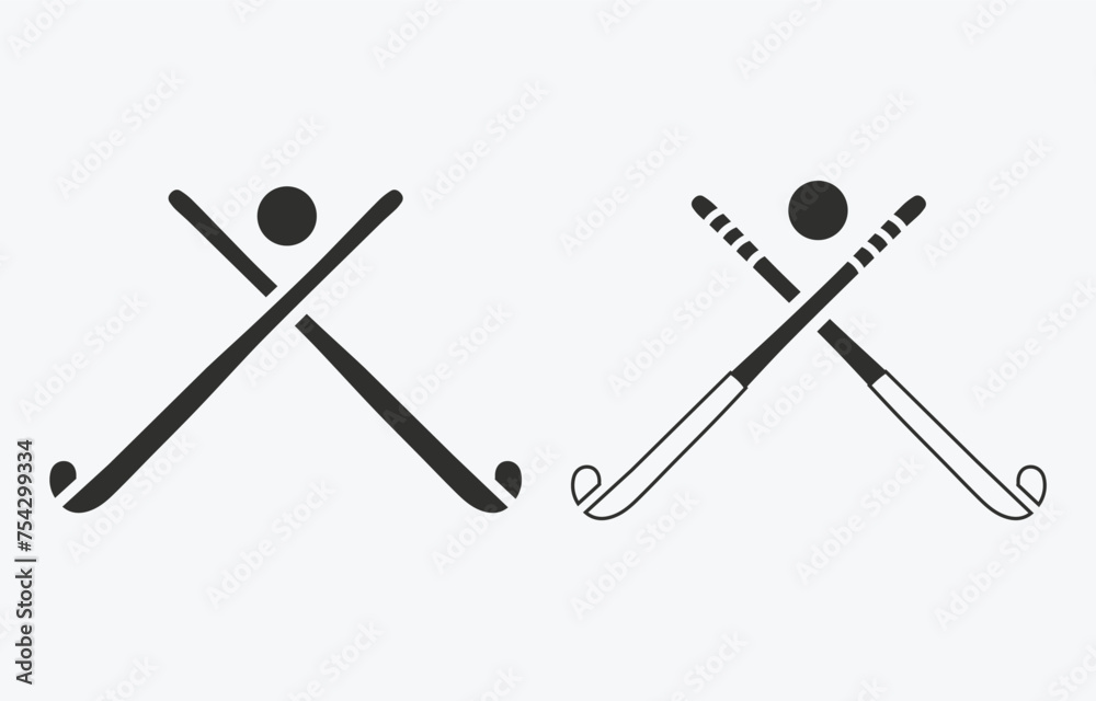 Crossed field hockey stick silhouettes