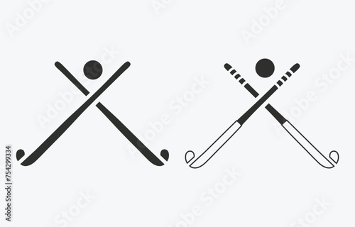 Crossed field hockey stick silhouettes