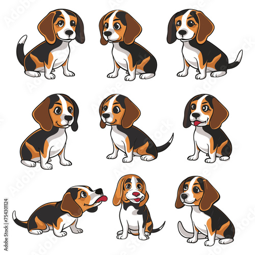 Vector set of cute dog cartoons illustration on Isolated Background