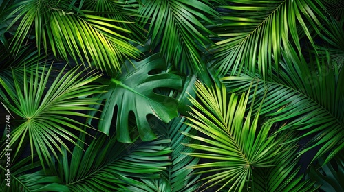 coconut leaves   abstract green dark texture  nature background  tropical leaf