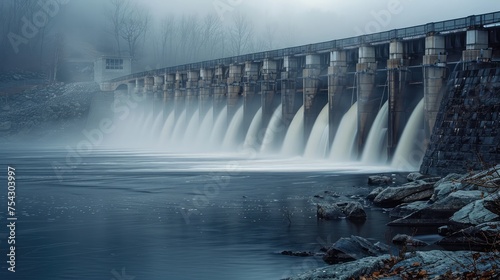Time exposure of the spillway overflow on Dam