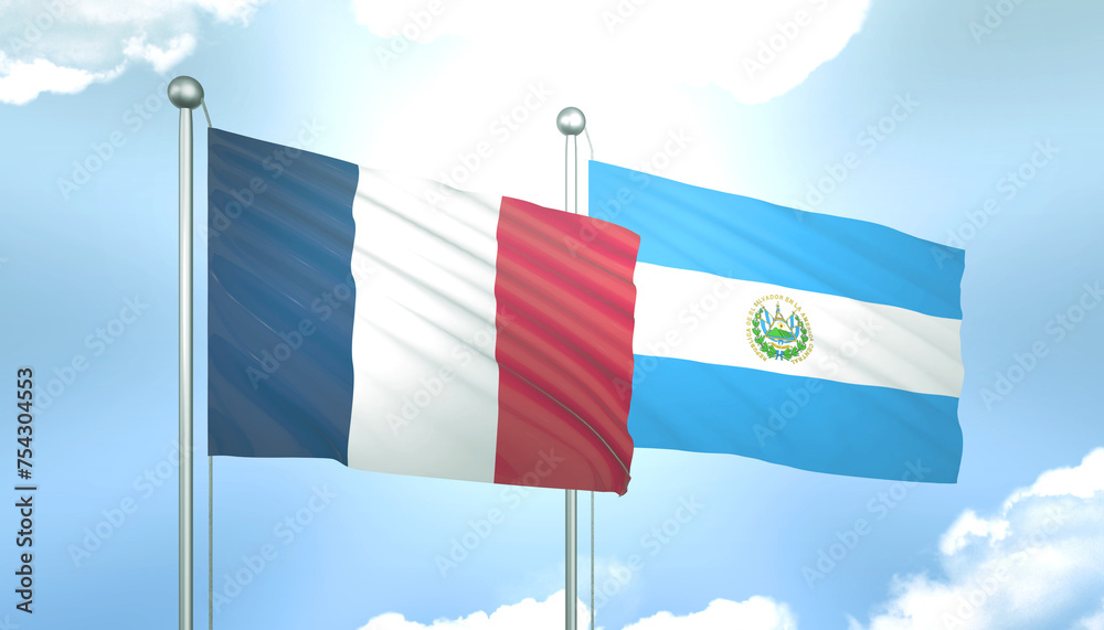 France and El Salvador Flag Together A Concept of Realations France and El Salvador Flag Together A Concept of Realations