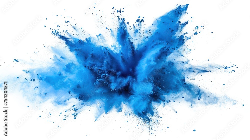 Abstract bright blue dust explosion on white background, Freeze motion of blue powder exploding Abstract bright blue dust explosion on white background, Freeze motion of blue powder exploding