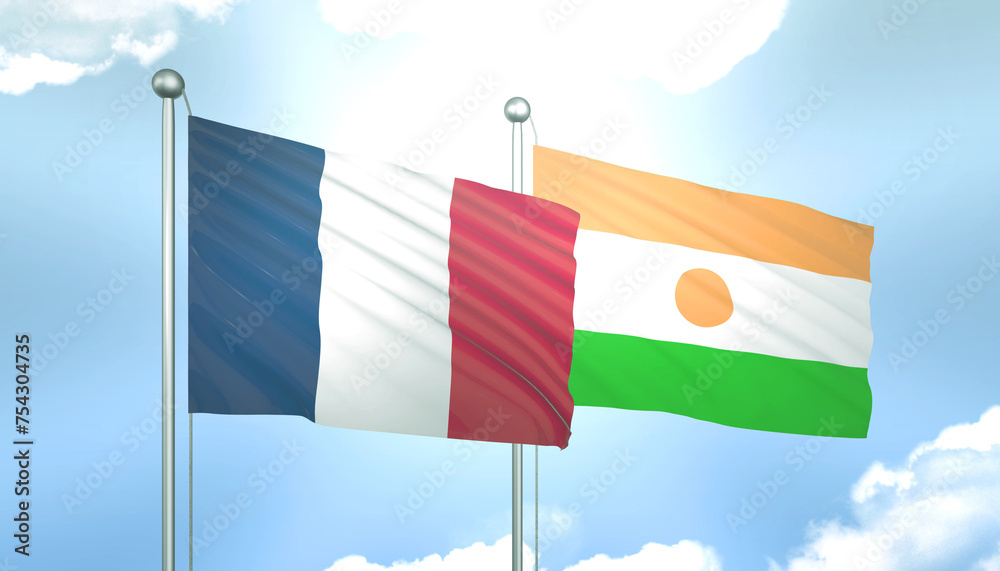 France and Niger Flag Together A Concept of Realations France and Niger Flag Together A Concept of Realations