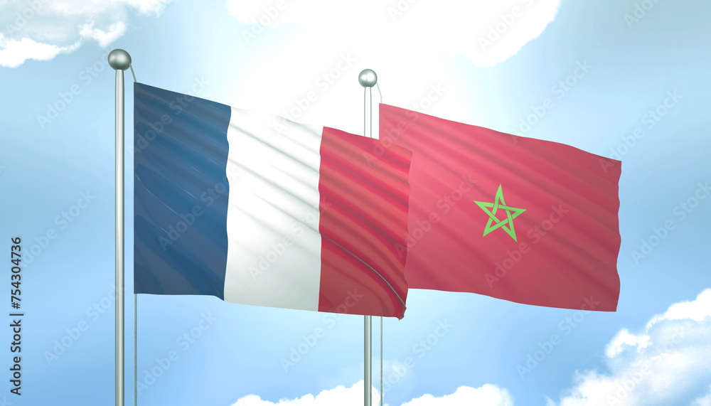 France and Morocco Flag Together A Concept of Realations