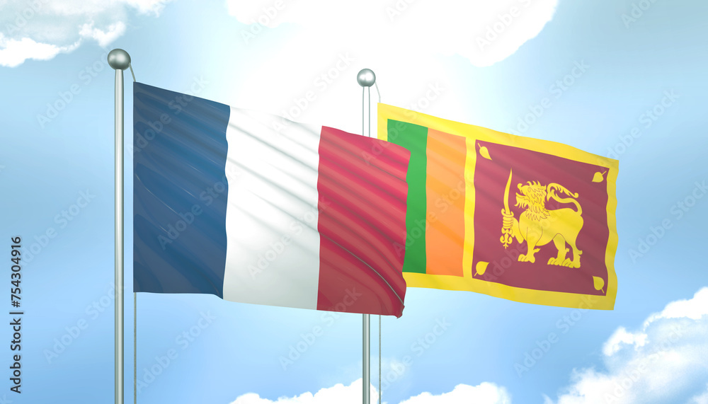 France and Sri Lanka Flag Together A Concept of Realations France and Sri Lanka Flag Together A Concept of Realations