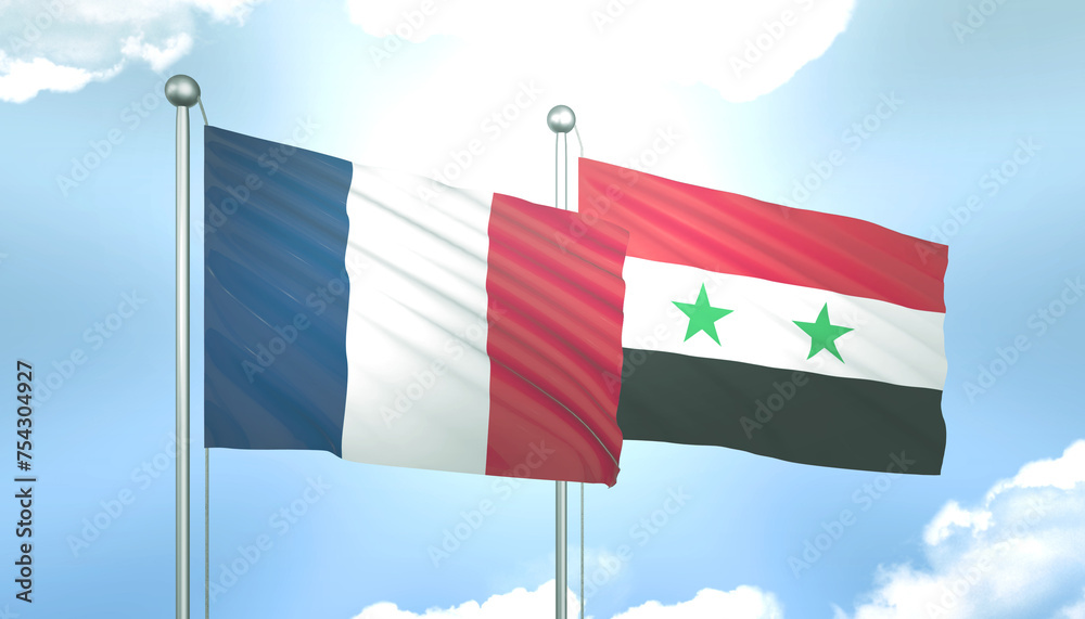 France and Syria Flag Together A Concept of Realations France and Syria Flag Together A Concept of Realations