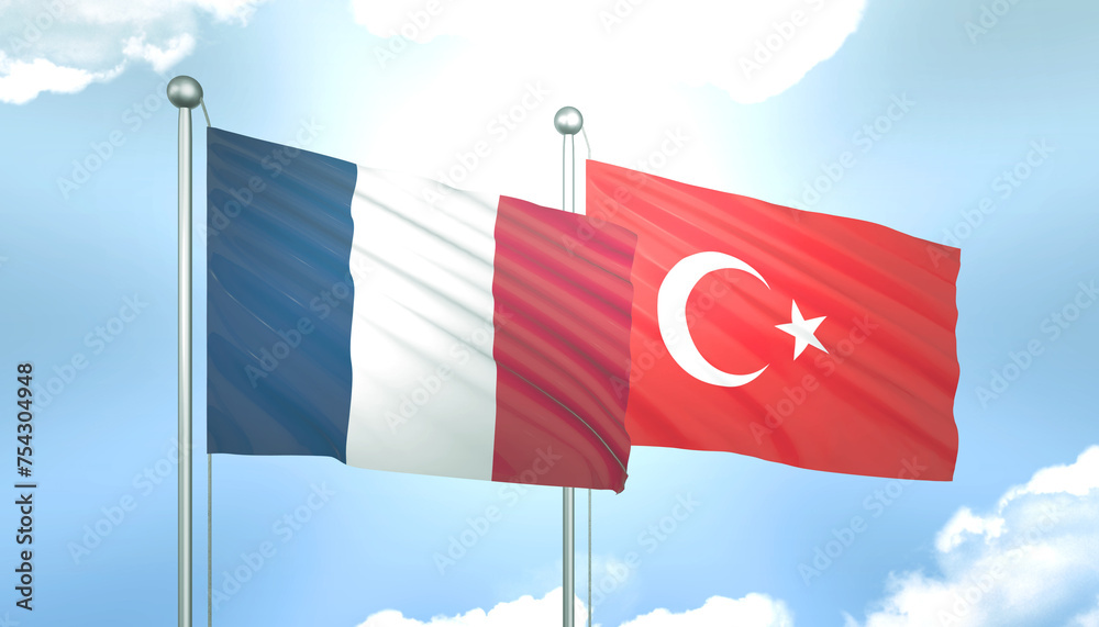France and Turkey Flag Together A Concept of Realations France and Turkey Flag Together A Concept of Realations