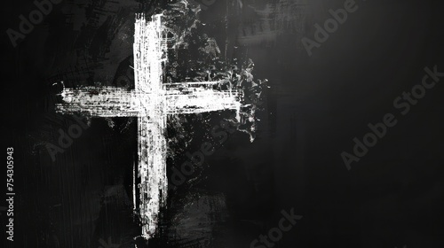 Drawing of Cross in Black and White
