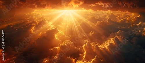 Golden Sunrays Illuminating Heavenly Clouds Divine Presence and Spiritual Illumination