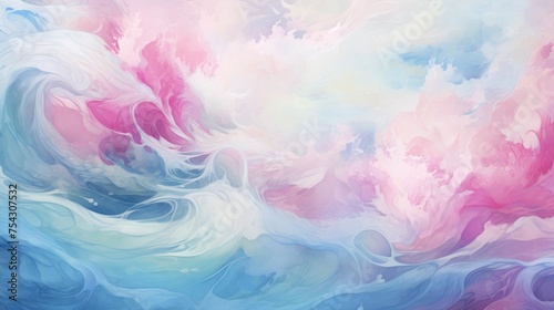 Water Drawn Curve Water Wave Abstract Elegant Background. Amazing Soft Colored Liquid Abstract Scene Digital AI Generated Illustration. 