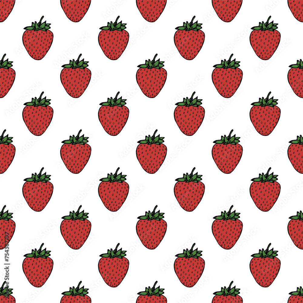 Seamless pattern with strawberry doodle for decorative print, wrapping paper, greeting cards, wallpaper and fabric Seamless pattern with strawberry doodle for decorative print, wrapping paper, greeting cards, wallpaper and fabric