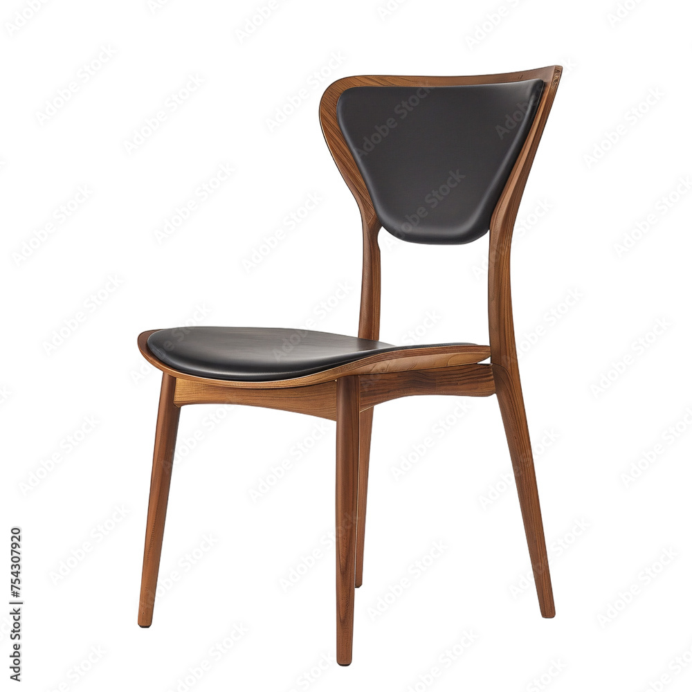 modern wooden chair isolated on a transparent background