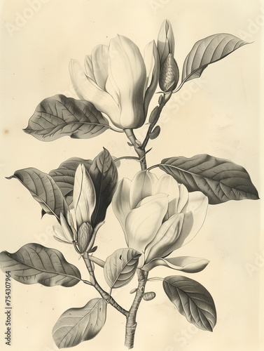 Magnolia flower illustration photo