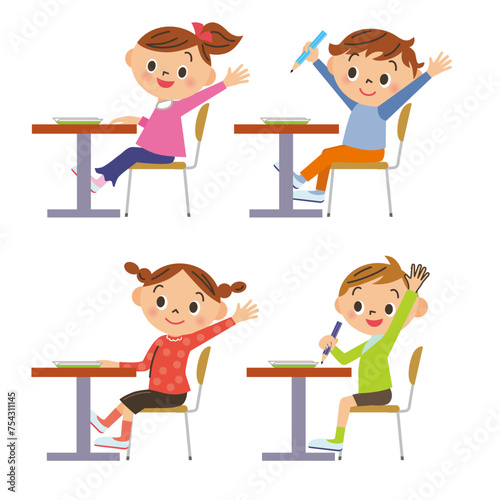 授業や塾で学習をする子供達のイメージ