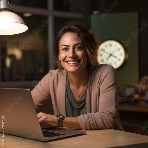 woman working on laptop