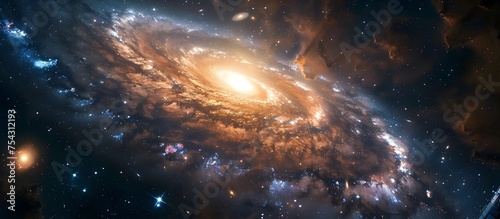 Spiral Galaxy in Deep Space Awe-Inspiring View of Distant Celestial Bodies photo