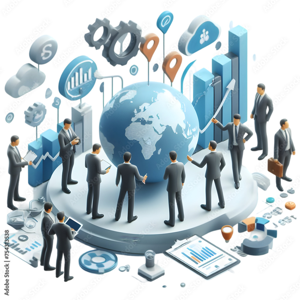 A 3d flat icon of business and financial concept Corporate executives planning corporate strategy and business expansion with isolated white background and business tone A 3d flat icon of business and financial concept Corporate executives planning corporate strategy and business expansion with isolated white background and business tone