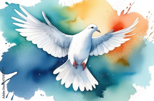 White dove painted in watercolor