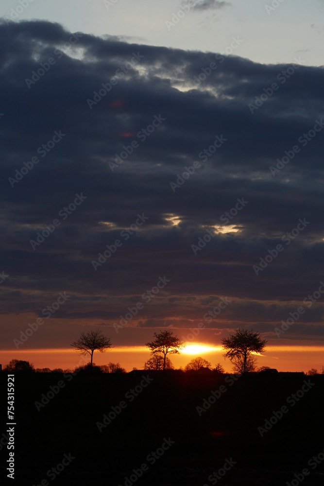 Fototapeta premium Sonnenaufgang im Sommer bei Erwitte-Horn, Langestrasse, Sommer 2023