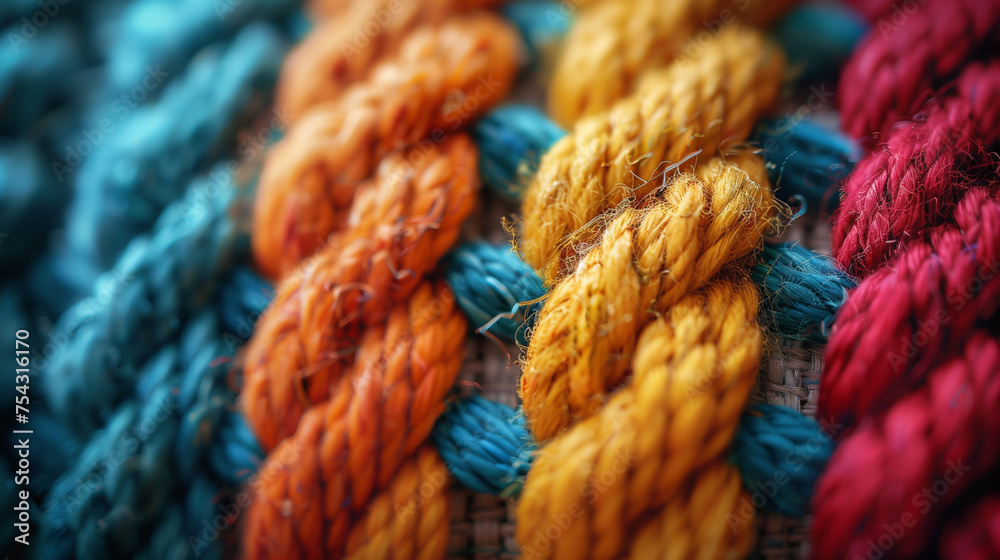 detail focus on rug threads with a beautiful cinematic photography. AI Generated