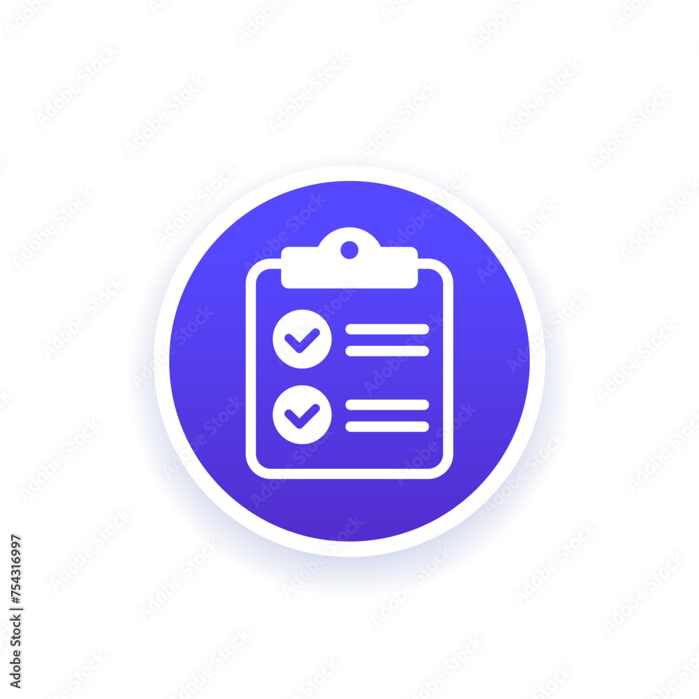 clipboard icon, round vector pictogram clipboard icon, round vector pictogram