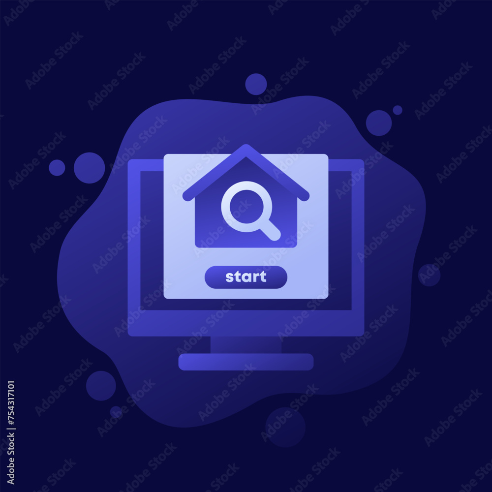Naklejka premium online house search, vector design