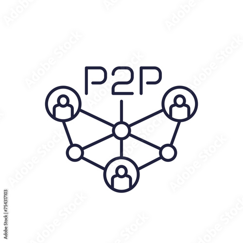 p2p icon, peer-to-peer line vector