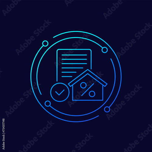 mortgage application icon, house loan linear design