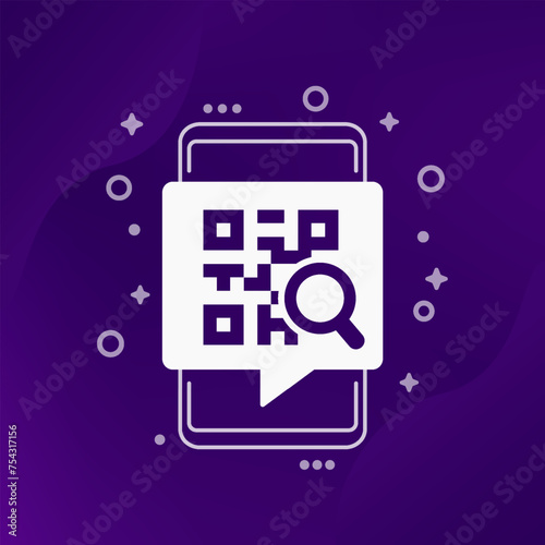 qr code search icon with a smart phone