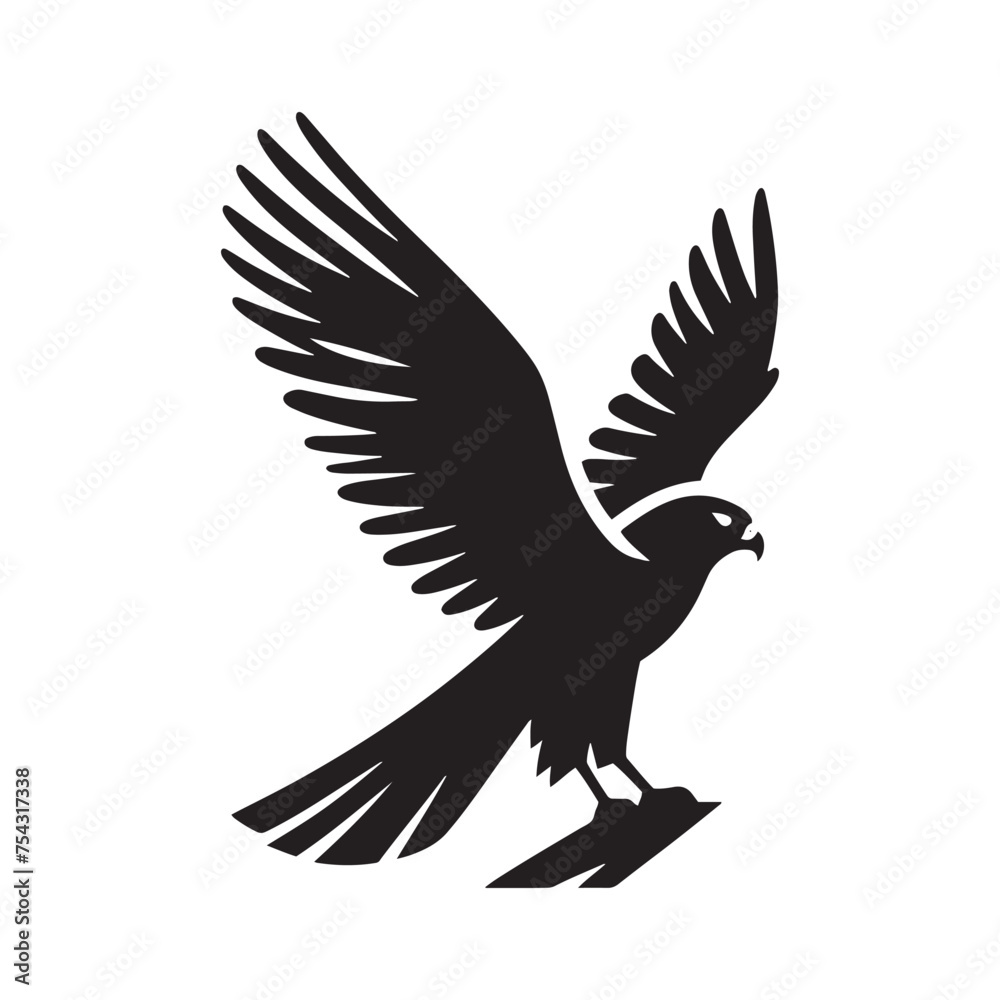 Obraz premium Swoop and Soar: Vector Falcon Silhouette Collection for Majestic Bird of Prey Designs, Wildlife Illustrations, and Nature Artwork.