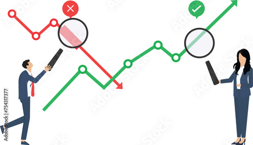 Crisis and growth analytics, stabilization and sales arrow graph prediction. Development, stock or investment analytics statistics, Business team analyst financial graph

