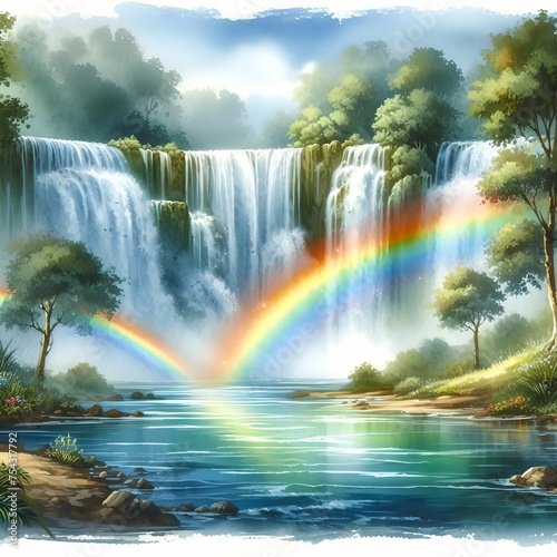 waterfall and rainbow