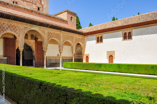 Court of the Myrtles in Nasrid Palace in Alhambra, Granada, Spain
