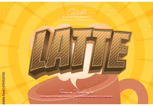 Latte 3D vector text effect graphic style. Editable vector headline and title template.