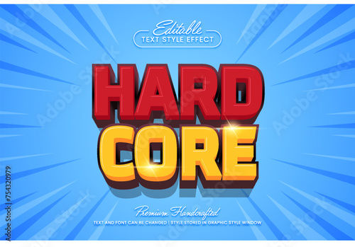 Hard core 3D vector text effect graphic style. Editable vector headline and title template.