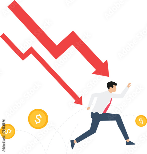 Investment crisis, stock market down. The volatility of financial investments. Traders or investors are in a panic situation


