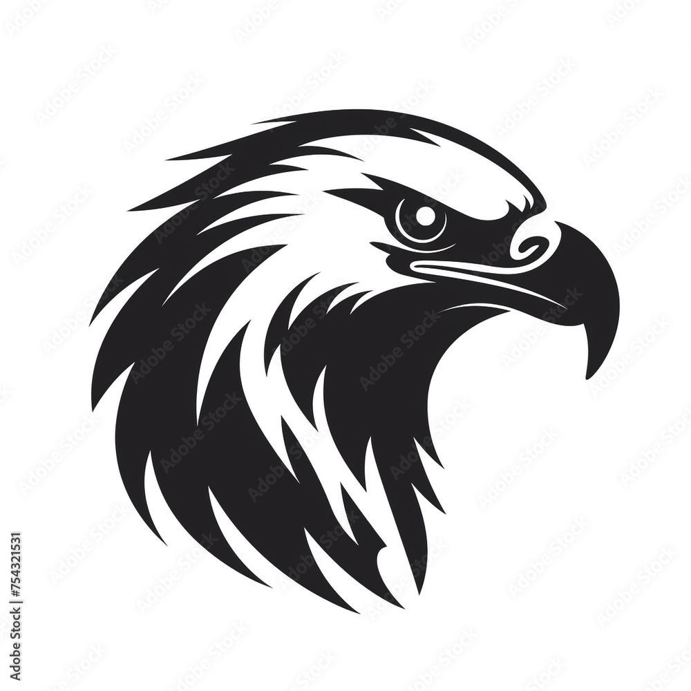 eagle black icon on a white background in minimalism сreated with Generative Ai eagle black icon on a white background in minimalism сreated with Generative Ai