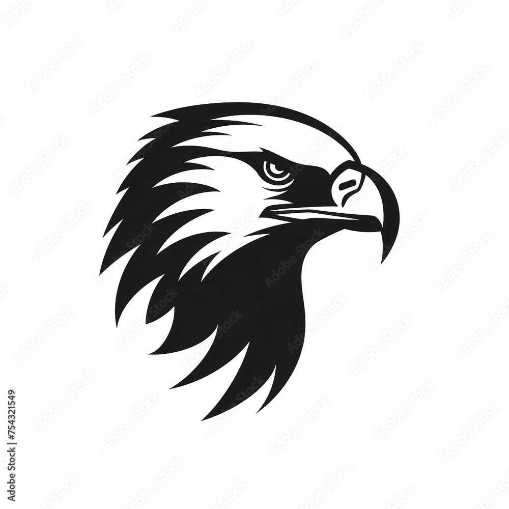 eagle black icon on a white background in minimalism сreated with Generative Ai eagle black icon on a white background in minimalism сreated with Generative Ai