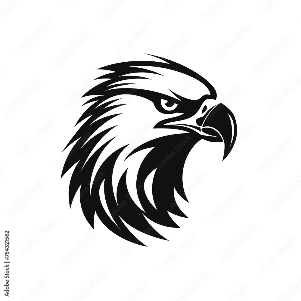 eagle black icon on a white background in minimalism сreated with Generative Ai eagle black icon on a white background in minimalism сreated with Generative Ai
