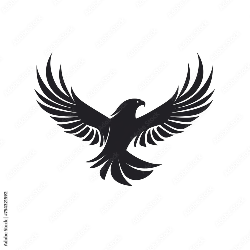 Fototapeta premium eagle black icon on a white background in minimalism сreated with Generative Ai