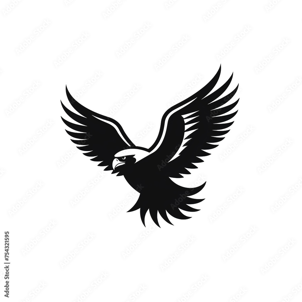 Fototapeta premium eagle black icon on a white background in minimalism сreated with Generative Ai