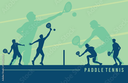 Premium Illustration of paddle tennis players playing together best for your digital graphic and print	