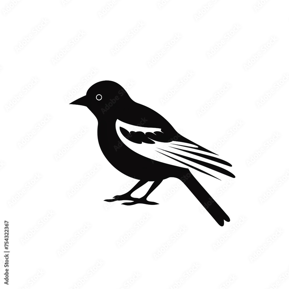 Obraz premium bird black icon on a white background in minimalism сreated with Generative Ai