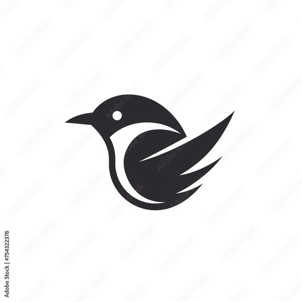 bird black icon on a white background in minimalism сreated with Generative Ai bird black icon on a white background in minimalism сreated with Generative Ai