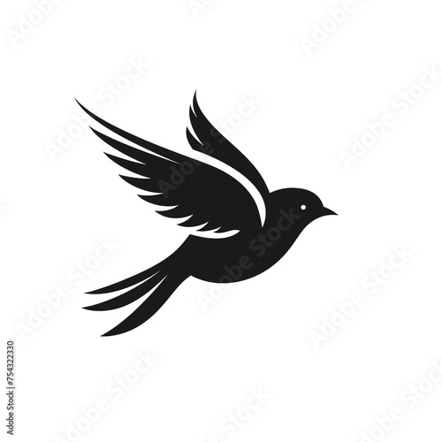 Wallpaper Mural bird black icon on a white background in minimalism сreated with Generative Ai Torontodigital.ca